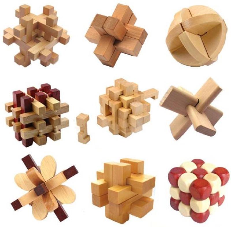 神話広場 立体 孔明 パズル 9種類 セット 3D 大人 知的 玩具 攻略図（説明書） 付 天然木 難解