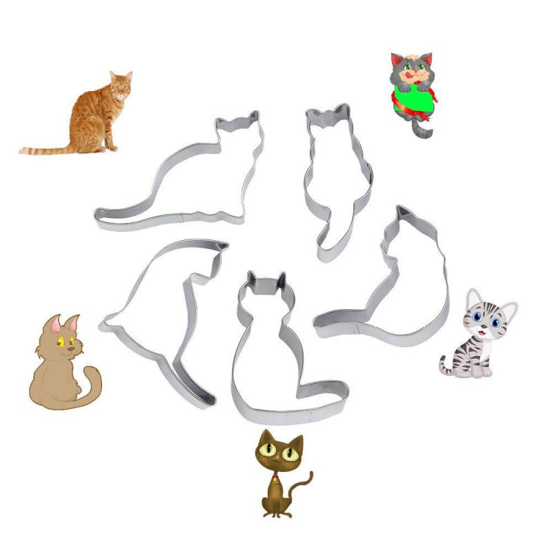 クッキー型 猫 5個セット ステンレスクッキー抜型 クッキーカッター ベーキング ス...