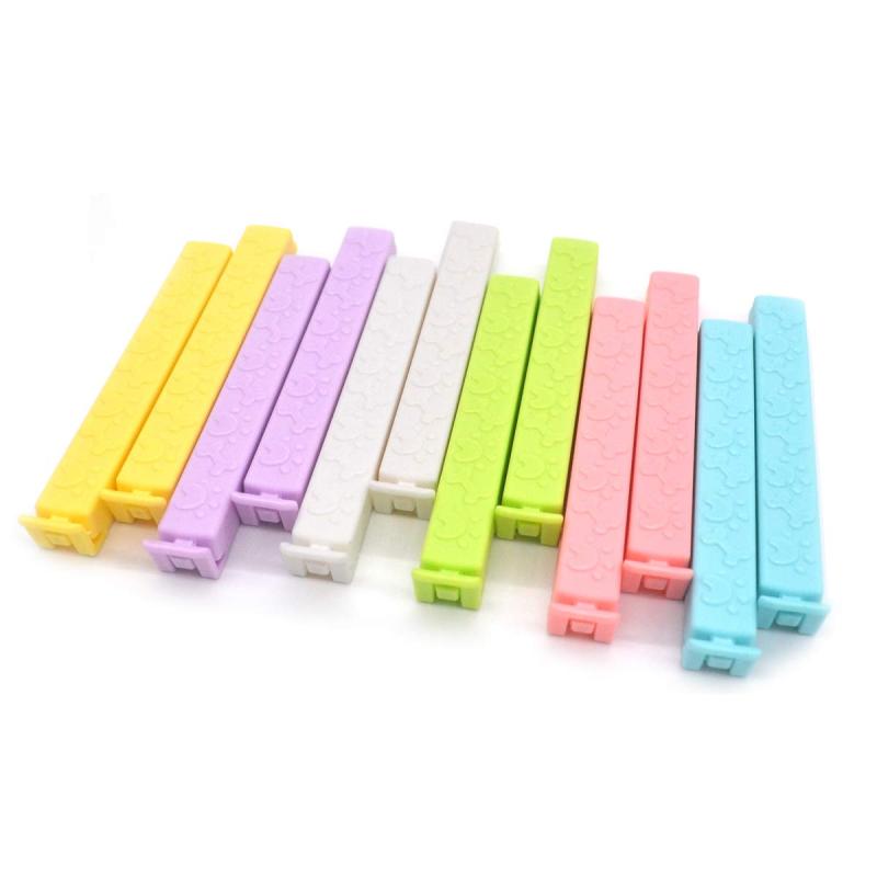 食品袋シールクリップ クリップイット 120mm 12個セット各サイズ：12×1.5×1.5cm（L * W*）本体重量：8g材質：硬質プラスチック耐冷・耐熱温度:マイナス20℃から140℃パッケージ内容：12個パック（はくしょく、グリーン、きいろい、ブルー、ピンク、むらさき）