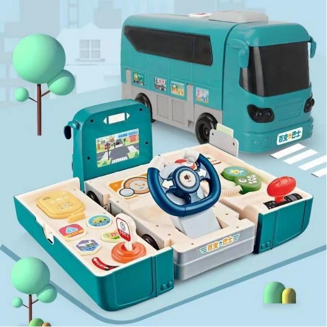 路線バス 変形おもちゃ 車おもちゃ 2in1バスおもちゃ 多機能 バスコレクション DIY...