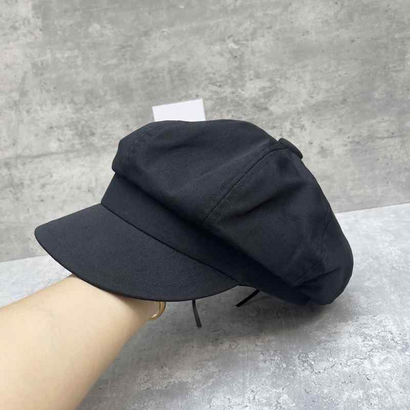 ハンチング レディース 春夏 帆布 キャップ 小顔効果 レトロ 八角帽 紫外線対策 日よけ 帽子 黒