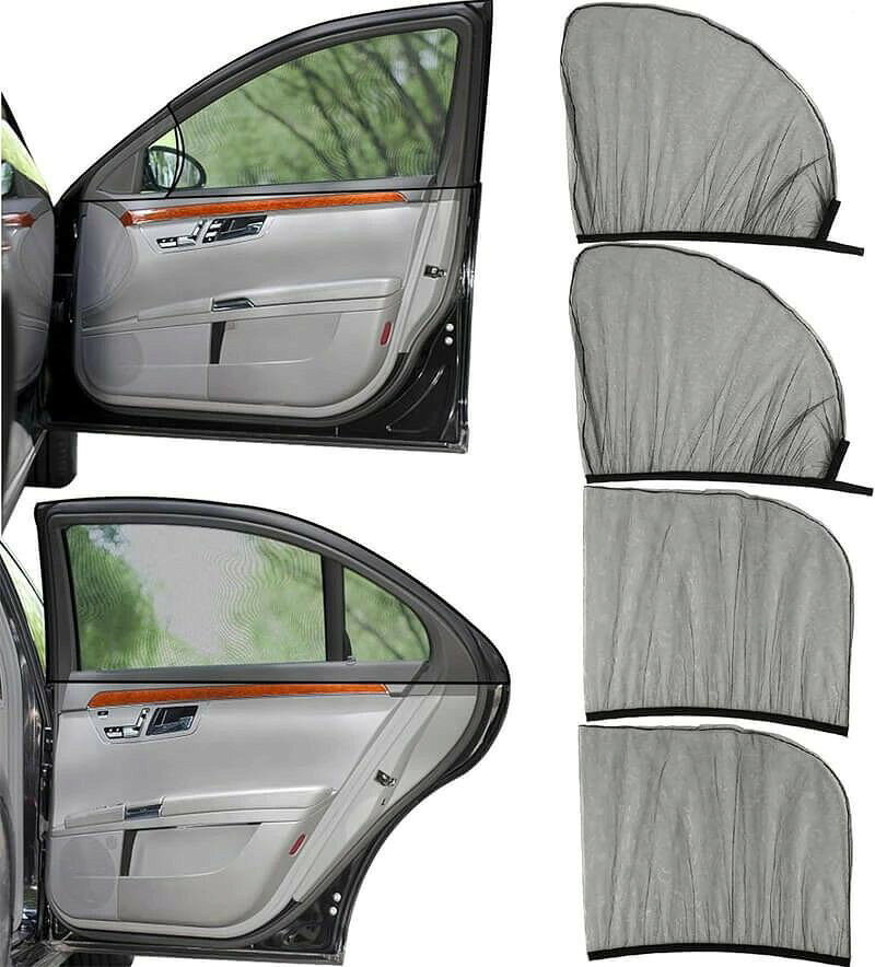 車用網戸 4枚セット 虫よけネット フロントドア リアドア 取付簡単 サンシェード 蚊帳 虫除け 車中泊 グッズ アウトドア キャンプ 夜釣り 日除け ウィンドウネット 車中泊用品 車中泊グッズ