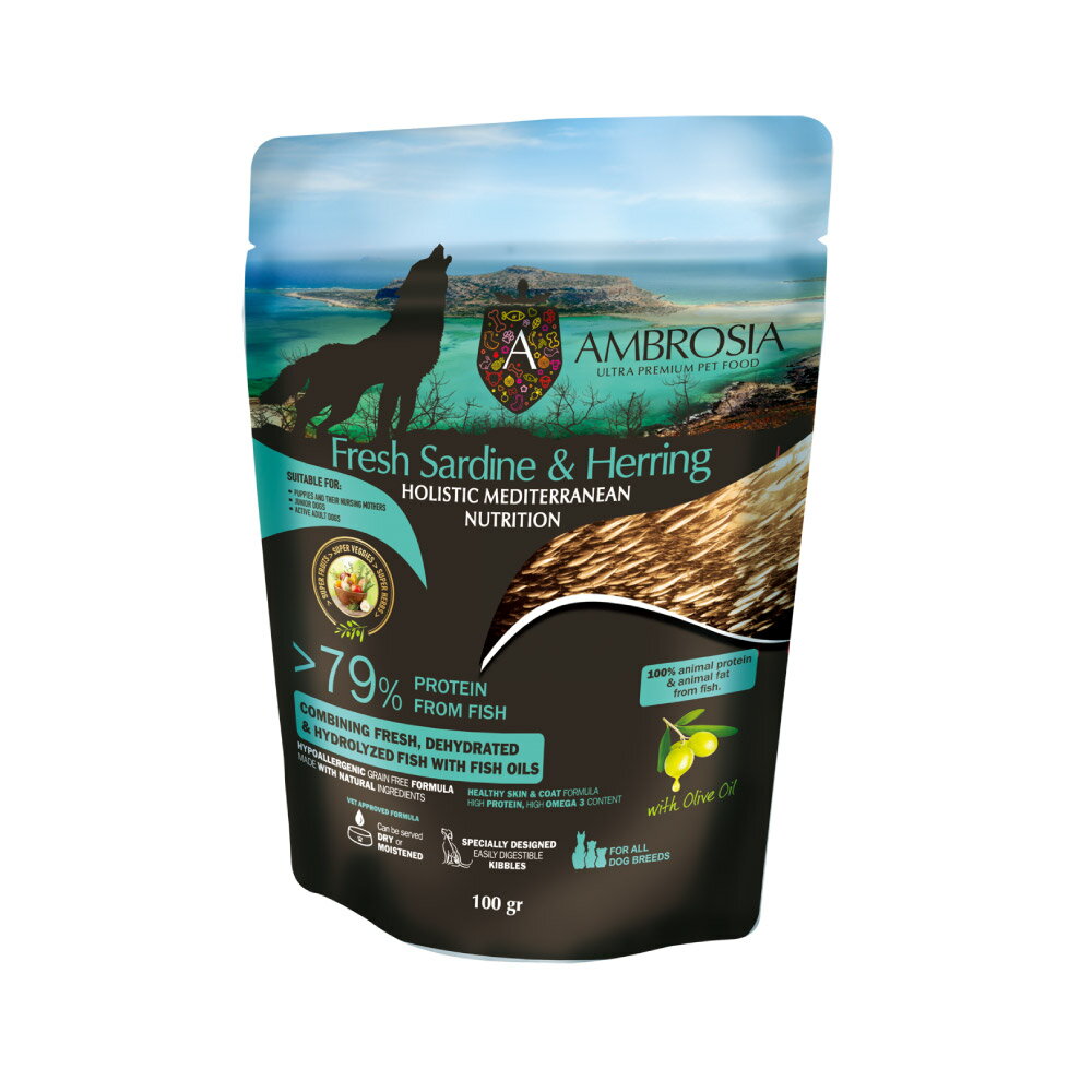 ［正規品］アンブロシアHMN サーディン＆ヘリング オリーブオイル入り 100g ≪5214002707316≫