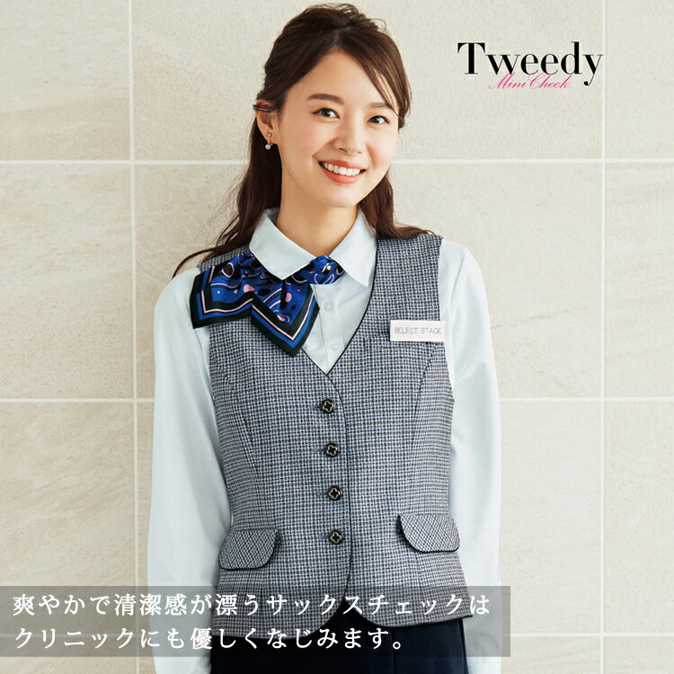 MIKATA レディース ベスト チェック オールシーズン オフィス 無地 接客 制服 事務服 セレクトステージ ミカタ SA290V 神馬本店 ピンク サックス