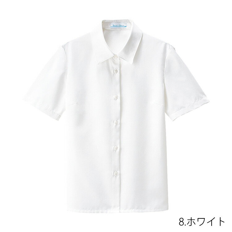 MIKATA レディース SR加工 防汚加工 半袖 ブラウス オールシーズン オフィス 吸汗速乾 透け防止 UVカット 無地 制服 事務服 ミカタ E1802 シャツ シンプル
