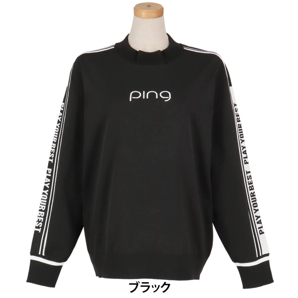 ピンゴルフ レディース ロゴジャカード長袖 ハイネック ニット プルオーバー 622-5275800 ゴルフウェア [2025年秋冬モデル]