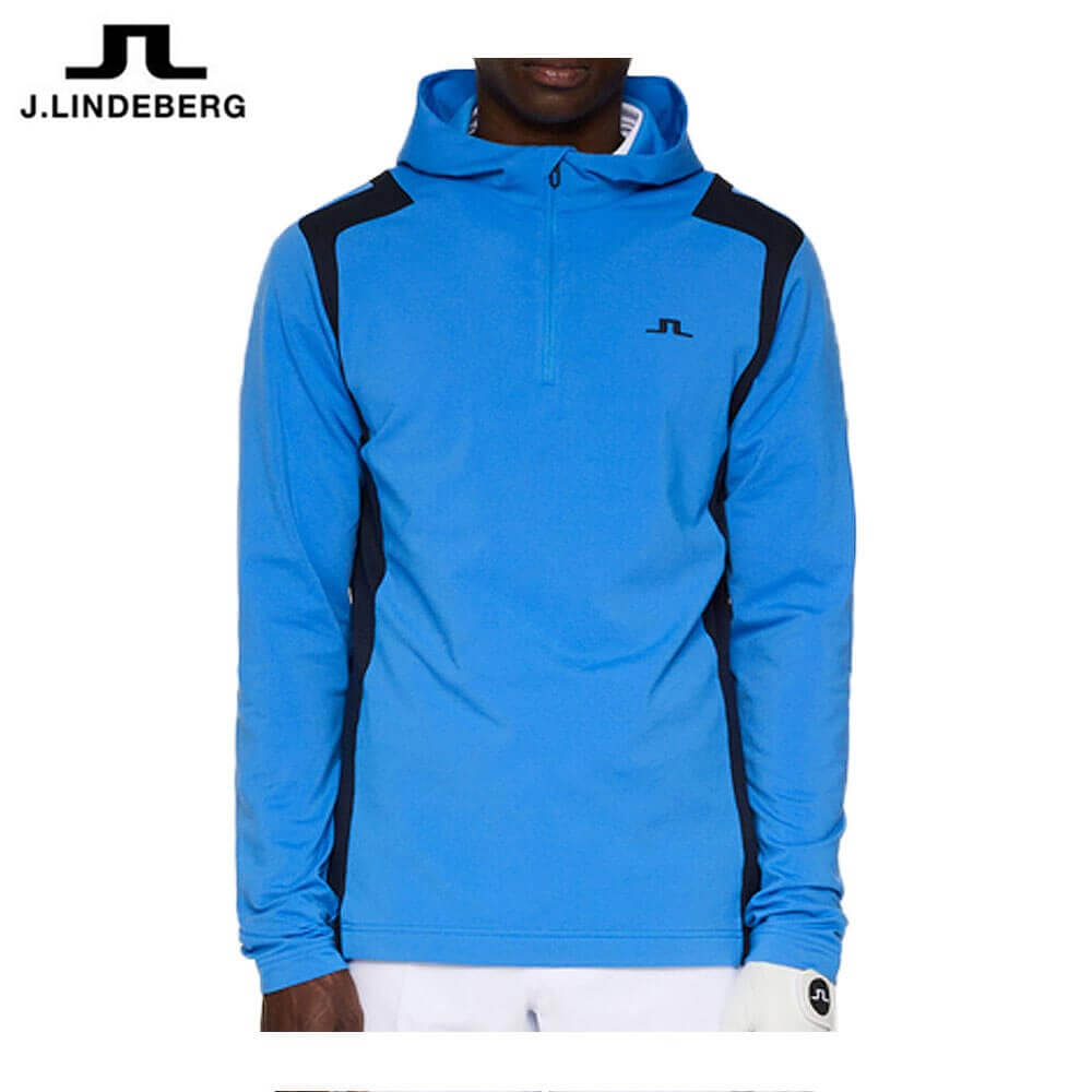 Jリンドバーグ メンズ フード付き ハーフジップ 長袖 ミッドレイヤー 071-34923 094 ターコイズ ゴルフ..