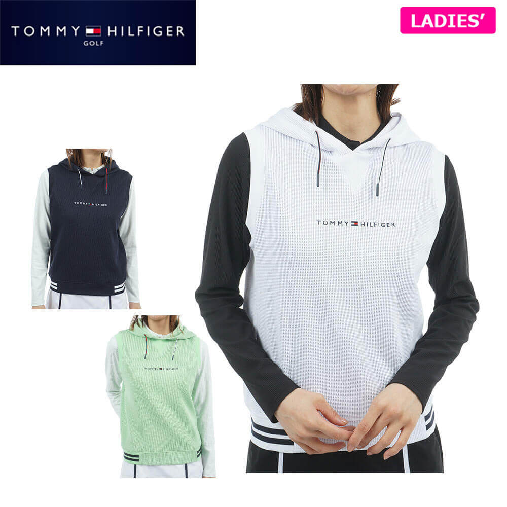 【ブラックフライデー♪全品10％割引クーポン先行配布中！】　トミー ヒルフィガー ゴルフ レディース ワッフル スウェット フーディー ベスト THLA551 ゴルフウェア [2025年秋冬モデル]