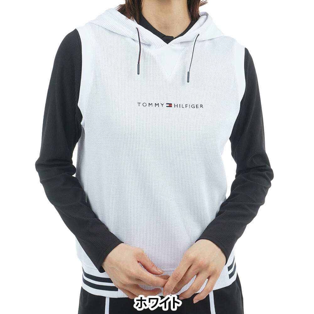 【ブラックフライデー♪全品10％割引クーポン先行配布中！】　トミー ヒルフィガー ゴルフ レディース ワッフル スウェット フーディー ベスト THLA551 ゴルフウェア [2025年秋冬モデル]
