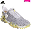 ●商品発送についてadidas アディダス レディース コードカオス22 ボア ゴルフシューズ LVD71 GX3940 フットウェアホワイト/ビームイエロー/シルバーメタリック　2022年モデル 　▼ フットウェアホワイト/ビームイエロー/シルバーメタリック GX3940 　▼ コアブラック/リネングリーン/ダークシルバーメタリック GX3942 　▼ グレースリー/オールモストブルー/ブリスライラック GX3943 　▼ フットウェアホワイト/シルバーメタリック/クリアピンク GX3944 革新的新クロージャー「直足BOAラップ」構造を搭載。破壊的な性能を持つ次世代コードカオス。 全ての性能がパワフルに進化した、コードカオス22。 初代コードカオスの先進的なコンセプトはそのままに快適性・スイング時の安定性・グリップ性能といった、ゴルフシューズに求められる性能が前作モデルから大幅に向上し、初のフルモデルチェンジ。 ■『破壊的アッパー』 ニット素材のソフトな履き心地や快適性をそのままに、素材の伸びだけを強力に制御することでよりパワフルでアグレッシブなスイングに対応した「防水ワープニットアッパー」。 PUフィルムでカバーすることで皮革素材よりも軽量であり、アッパーの安定性を更に高めながらも優れた防水性をもたらす。 ■『破壊的グリップ』 前作からつま先とヒールエリアに増幅されたTWISTGRIPによりグリップ力が約40％も向上（前作モデル比較）。 外足側のコントロールラップ（シューズ側面）にも広範囲に採用することでフィニッシュまで高いグリップ力と安定性を維持。 ■『破壊的新構造』 進化したコントロールラップによって歩行時にはBOOSTのクッション性をさらに高め、スイング時にはBOOSTの適所の安定性と反発力を強化。 従来BOAシューズには無い、BOAラップがシューズの内部で足を直にホールドする「直足BOAラップ」という革新的な新構造によって未体験のフィット感と安定性を実現。 加えてファスナーを上げ下げすることで安定性か快適性のどちらかを優先できる性能のモード切り替えも可能。 BOOST / ブースト ランニングに必要な反発力とクッション性を兼ね備えたミッドソール素材。温度環境による影響を受けにくいため、風や雪、太陽の日差し、雨など、あらゆる天候下で反発力を維持する。 ・レギュラーフィット ・「直足BOAラップ」でシューズ内部で足をダイレクトにホールド ・2通りの性能を可能にするファスナー構造 ・安定性の高い防水ワープニットアッパー ・前作よりグリップ力が約40％向上した TWISTGRIP（TPU） ・フルレングスBOOSTミッドソール ・ゴルフに特化した性能を生むBOOST CONTROL WRAP ・アッパーのリサイクル素材含有率は50％以上 ・ウィメンズツアーパフォーマンスラスト 素材 アッパー：合成繊維、合成皮革　ミッドソール：合成樹脂　アウトソール：合成底、ゴム底 取り扱いサイズ 22.5〜25.5cm フィット MEDIUM（EE相当） 重量 約330g（23.0cm片足の場合） 発売 2022年8月 商品在庫につきまして 在庫管理システム連動により、当店が運営する複数ショッピングサイトと共有の設定になっております。 数分間隔での在庫情報更新になりますのでご注文のタイミングによりましては、設定に誤差が生じる場合があります。 その際にはご案内をさせて頂きますので予めご了承願います。 【日本正規品 adidas golf レディス リール ダイヤル式】