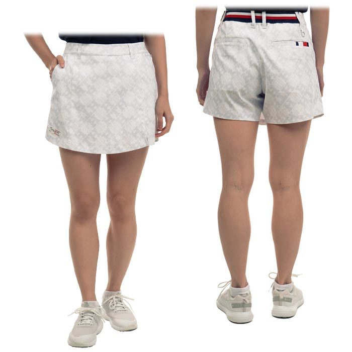 トミー ヒルフィガー ゴルフ レディース モノグラムプリント 総柄 スカート風 インナーパンツ一体型 キュロット THLA320 [春夏モデル 44％OFF] 特価 ゴルフウェア