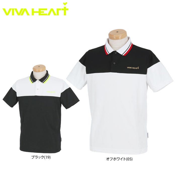 ビバハート メンズ 鹿の子 ロゴ刺繍 カラーブロック 半袖 ポロシャツ 011-21343 ゴルフウェア [2024年...