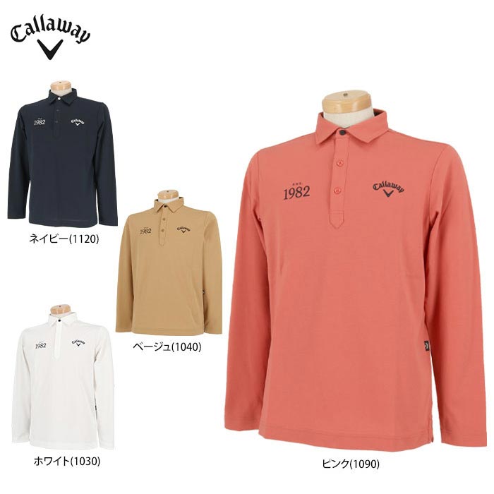 【最短当日出荷】キャロウェイ メンズ 鹿の子 ロゴ刺繍 長袖 台衿 ポロシャツ C23233100 [2023年モデル] ゴルフウェア [秋冬モデル 50％OFF] 特価　[有賀園ゴルフ]
