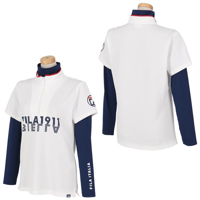 【ブラックフライデー♪クーポンで全品10％割引＋最大P10倍！】11/26まで　フィラ レディース ロゴデザイン 半袖 ハーフジップシャツ & 長袖 ハイネック インナーシャツ 793-500 ゴルフウェア [秋冬モデル 50％OFF] 特価