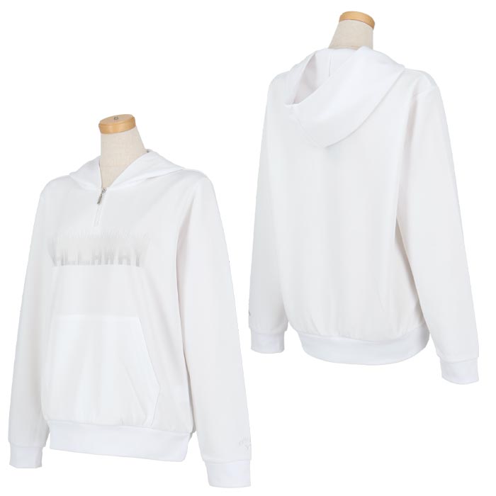 キャロウェイ レディース メタリックロゴプリント ダンボールスウェット 長袖 ハーフジップ パーカー C24217200 ゴルフウェア [2024年秋冬モデル 50％OFF] 特価