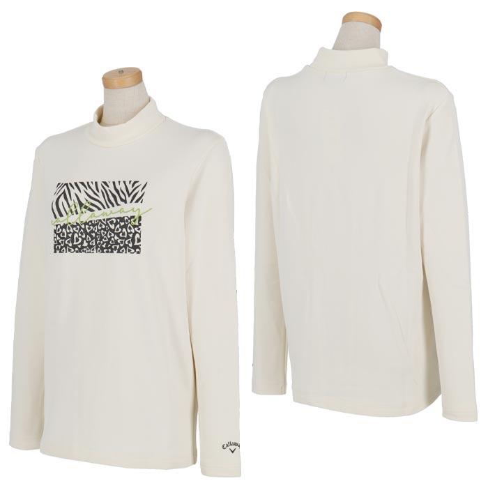 【ブラックフライデー♪全品10％割引クーポン先行配布中！】　キャロウェイ レディース レオパードプリント 保温 裏微起毛 長袖 モックネックシャツ C24233205 ゴルフウェア [2024年秋冬モデル 50％OFF] 特価