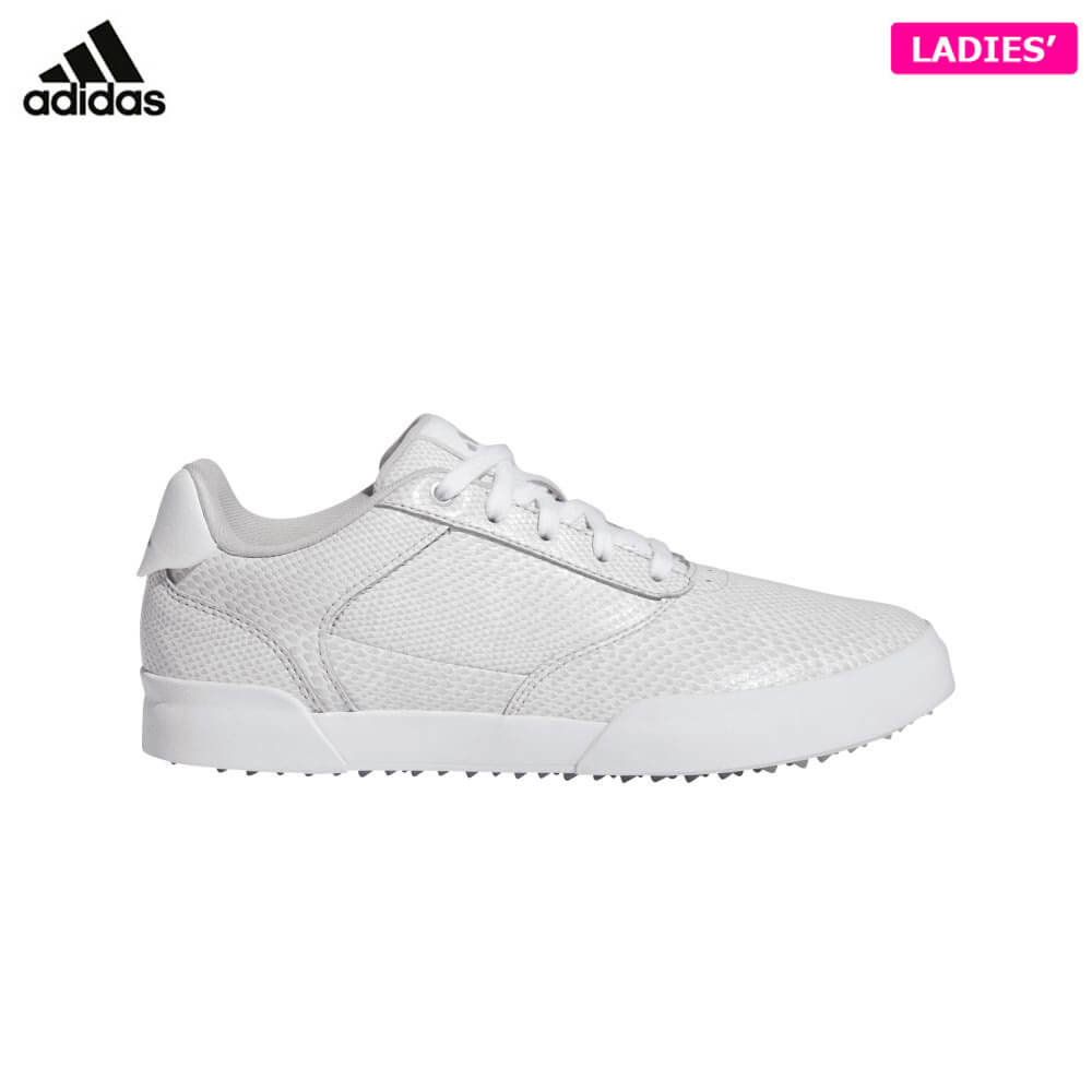 【最大10000円OFFクーポン♪】(1/23 23:59まで)アディダス レディース W RETROCROSS レトロクロス スパイクレス ゴルフシューズ MBA33 GW2138 グレーツー/シルバーメタリック/フットウェアホワイト 特価　[有賀園ゴルフ]