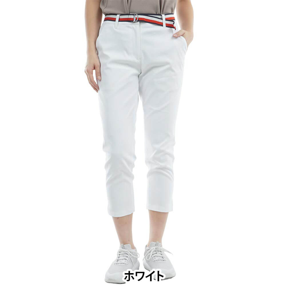 【ブラックフライデー♪全品10％割引クーポン先行配布中！】　トミー ヒルフィガー ゴルフ レディース ベルテッドツイル ベルト付き 7分丈パンツTHLA505 ゴルフウェア [2025年春夏モデル 30％OFF] 特価