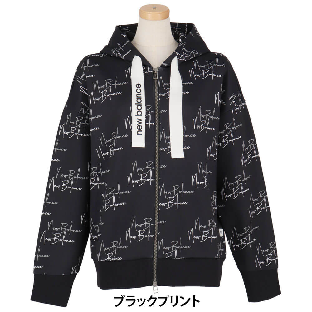 ニューバランス レディース ロゴプリント ダンボール 長袖 フルジップ フーディ 012-5262502 ゴルフウェア [2025年秋冬モデル]