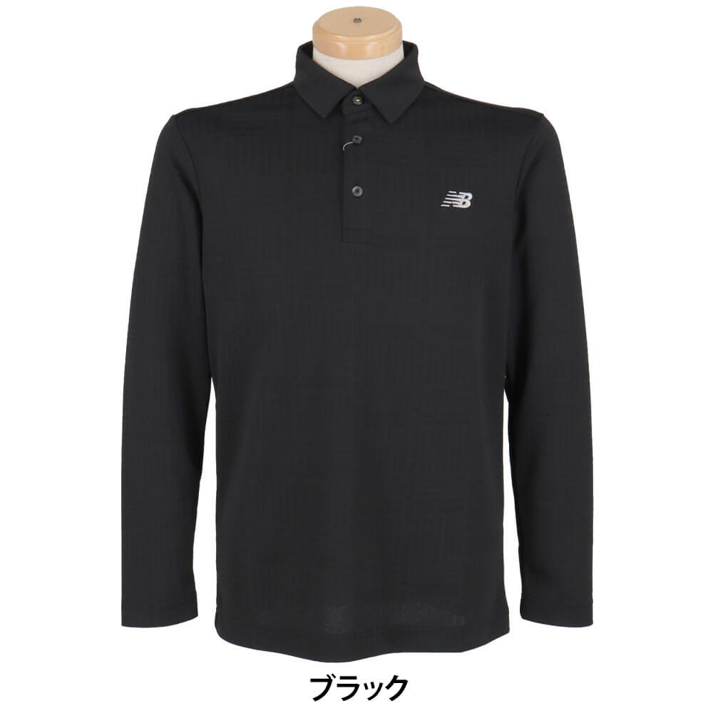【全品10％割引クーポン＋最大P10倍！】11/10まで　ニューバランス メンズ ロゴグレンチェック ジャカード 長袖 ポロシャツ 012-5269002 ゴルフウェア [2025年秋冬モデル]