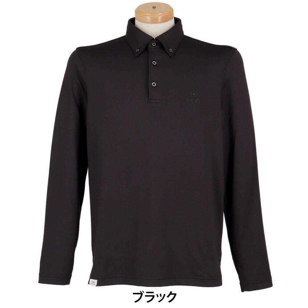 ピンゴルフ メンズ 微起毛 長袖 ボタンダウン ポロシャツ 621-4261903 [2024年モデル] ゴルフウェア [秋冬モデル 50％OFF] 特価
