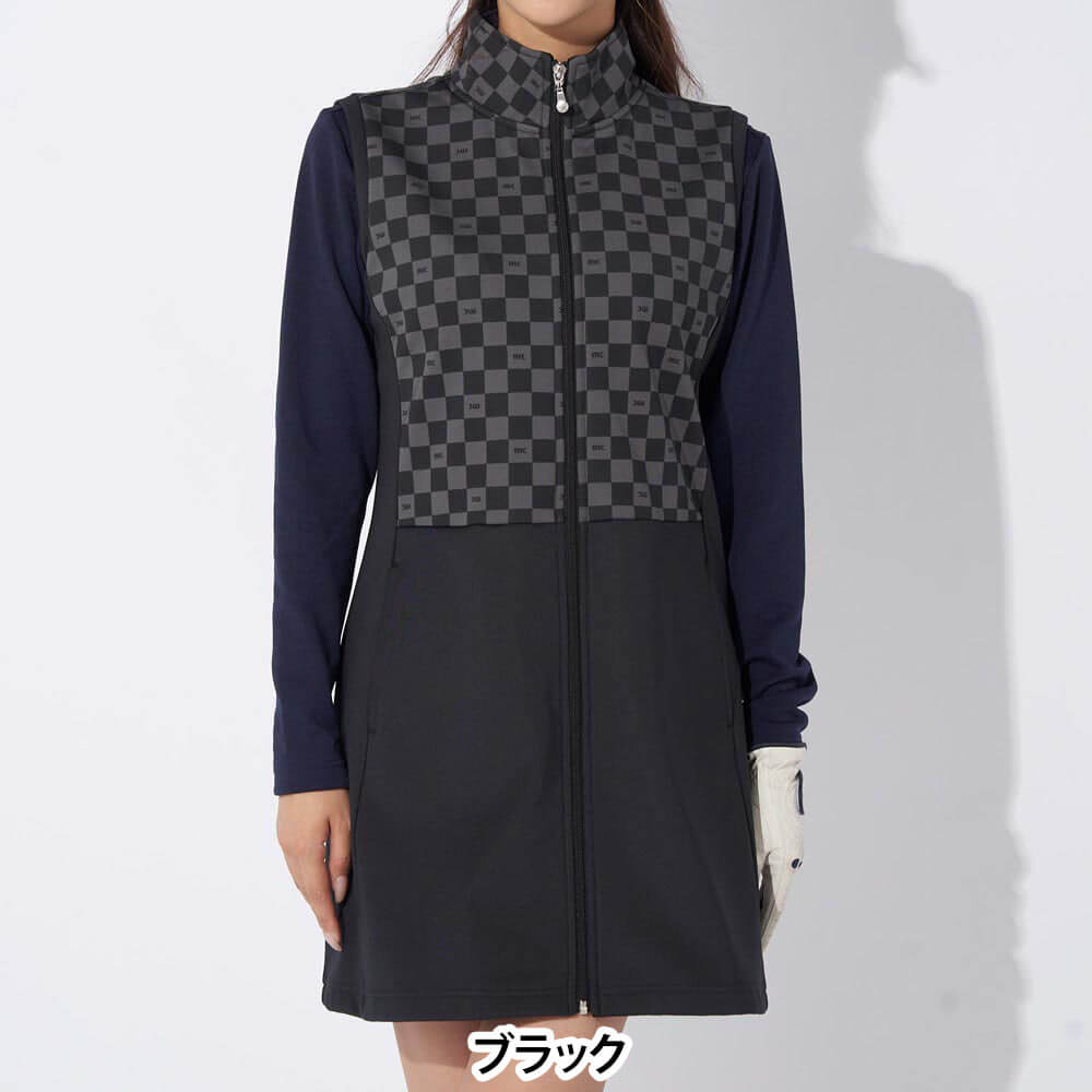 マリクレール レディース ブロック柄 ワンピース ベスト 734-424 [2024年モデル] ゴルフウェア [秋冬モデル 50％OFF] 特価