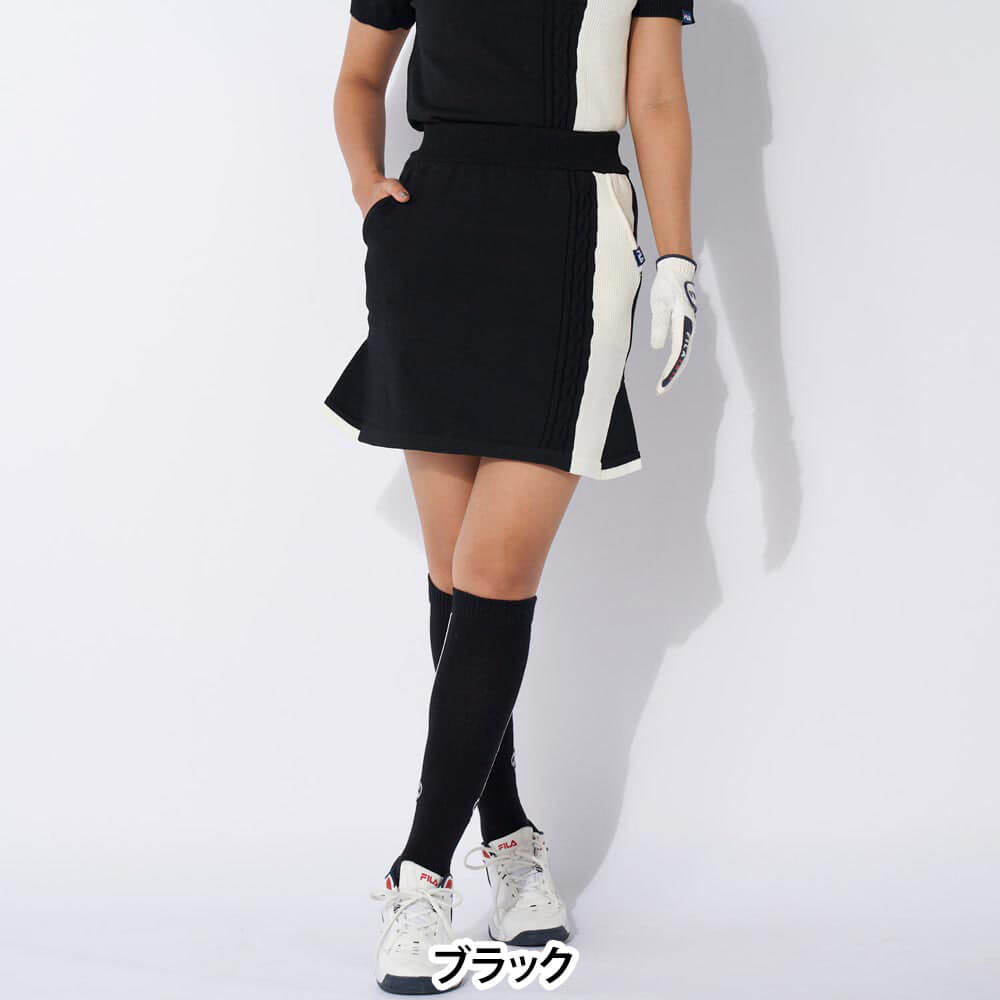 【ブラックフライデー♪全品10％割引クーポン先行配布中！】　フィラ レディース バイカラー ニット スカート 794-343 [2024年モデル] ゴルフウェア [秋冬モデル 50％OFF] 特価