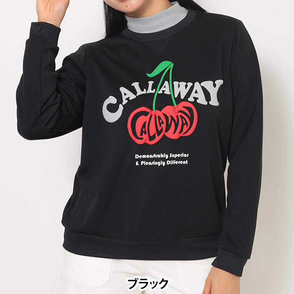 【ブラックフライデー♪全品10％割引クーポン先行配布中！】　キャロウェイ レディース ダブルニット 長袖 クルーネック スウェット C25217205 ゴルフウェア [2025年秋冬モデル]