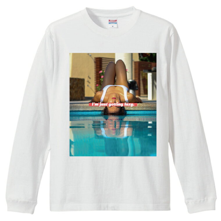 ロングTシャツ メンズ レディース おしゃれ ロンT ロングスリーブ Tシャツ 長袖 Tシャツ カットソー トップス ブラック ホワイト グレー カジュアル コットン ファッション 水着 夏 プール I'm just getting lazy