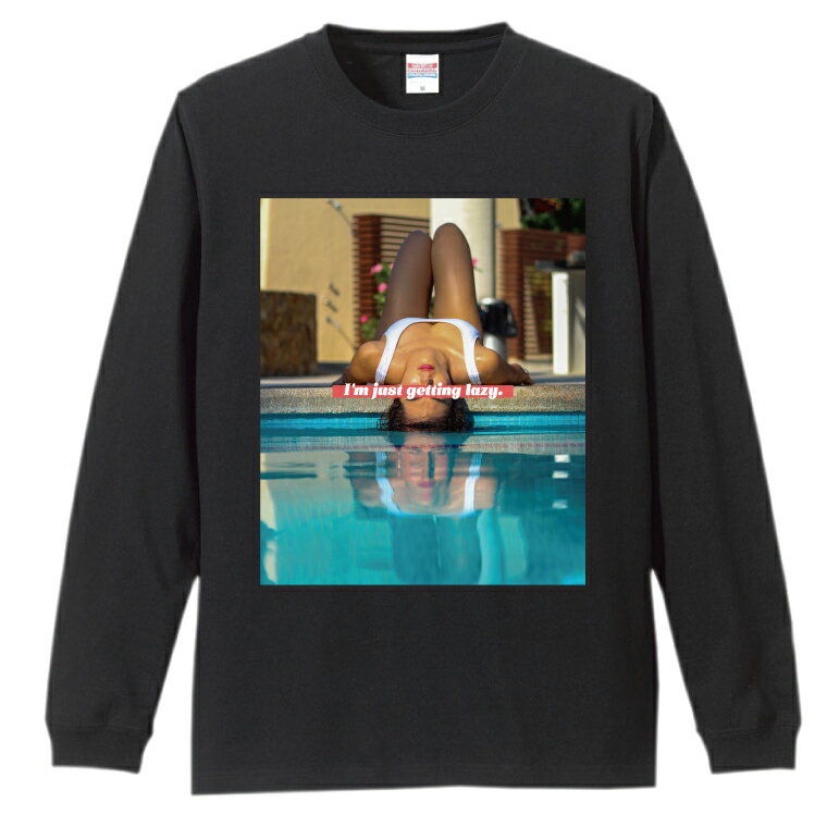 ロングTシャツ メンズ レディース おしゃれ ロンT ロングスリーブ Tシャツ 長袖 Tシャツ カットソー トップス ブラック ホワイト グレー カジュアル コットン ファッション 水着 夏 プール I'm just getting lazy