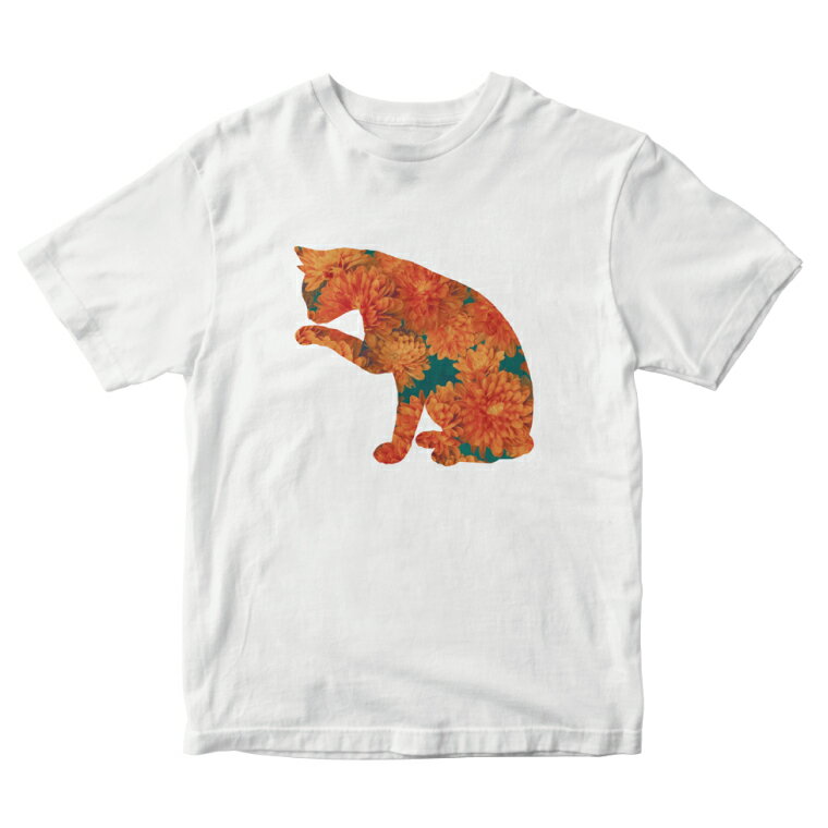 Tシャツ メンズ レディース キッズ 半袖 おしゃれ プリント クルーネック ブラック ホワイト グレー 男性 女性 大人 子供 カジュアル ファッション 5.6オンス 厚手 ネコ 猫 ねこ Cat 花柄 フラワー