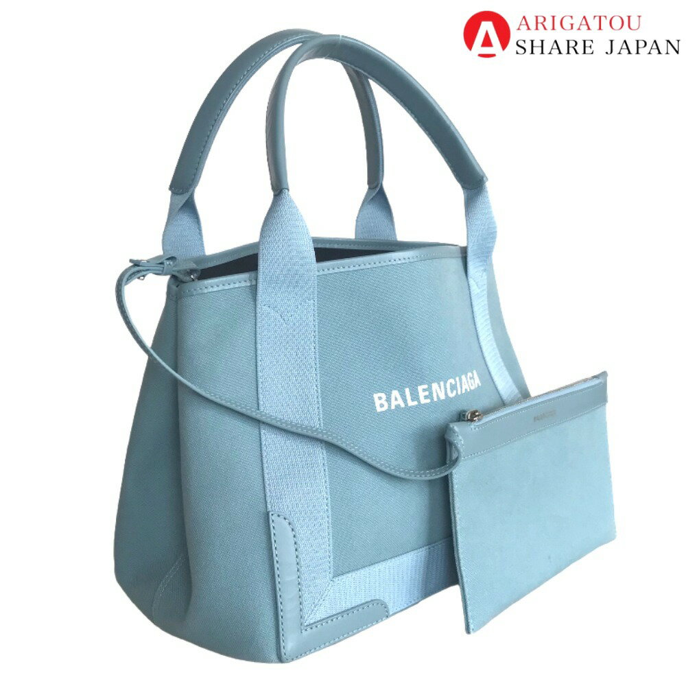 BALENCIAGA バレンシアガ ハンドバッグ トートバッグ レディース コットン スカイブルー 339933 4790 S 002123 中古品【鑑定済】