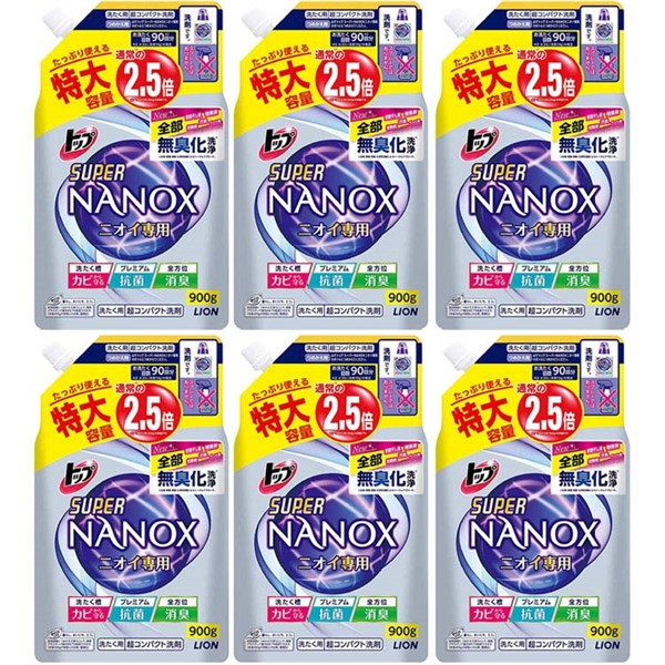 [6個セット]トップ スーパーナノックス ニオイ専用 洗濯洗剤 液体 詰め替え 特大 900g 送料 ...