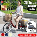電動三輪車 20/16インチ 8AH TDRー163X-R送料無料 【100%完成納品】 PELTECH 電動自転車 電動アシスト自転車 三輪車 20/16イン...