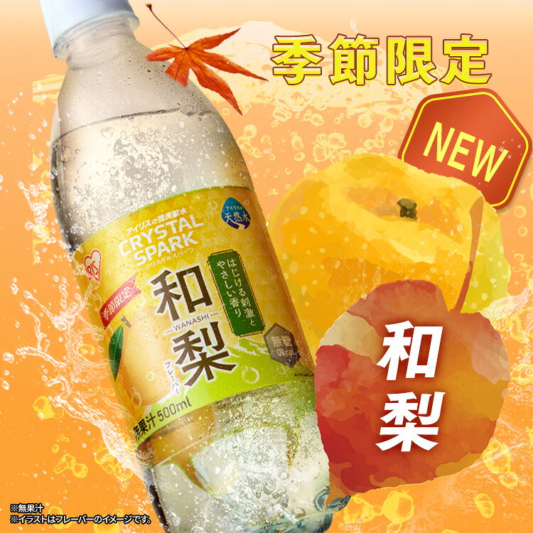 ＼新フレーバー登場！／【ジンジャーエール・和梨登場！】 炭酸水 500ml 48本 (24本入×2箱) アイリスオーヤマ クリスタルスパーク 強炭酸水 和梨 ジンジャーエール ラムネ グレープソーダ レモン フレーバー プレーン 天然水 無糖 ペットボトル アイリスフーズ 炭酸 arimas-11076825 工具ワールド ARIMAS サンプル画像3