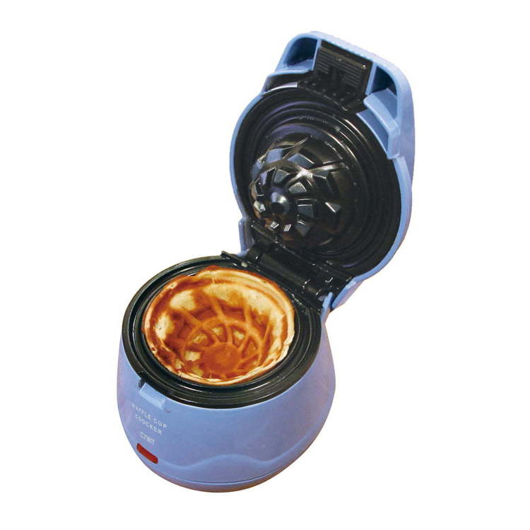 工具ワールド ARIMASのボウル型ワッフルメーカー SWM101LBLワッフル パーティ 朝食 おもてなし コンパクト シンプル C:NET ブルー ピンク｜アングル2