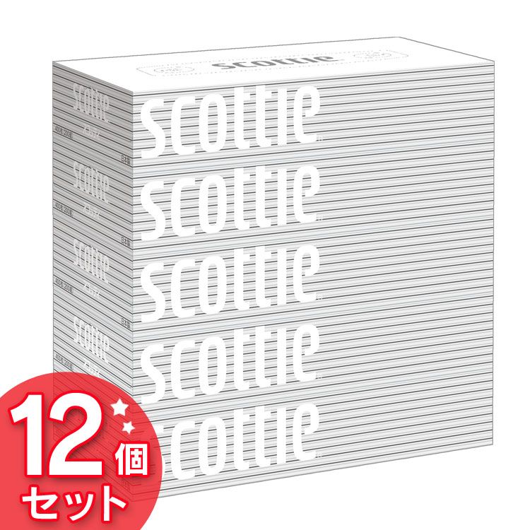 ［12個セット］スコッティ ティシュー 400枚 （200組） 5箱 ホワイトパッケージ ティッシュ ティッシュペーパー ボックスティッシュ 箱ティッシュ まとめ買い 日本製紙クレシア（株） 【D】