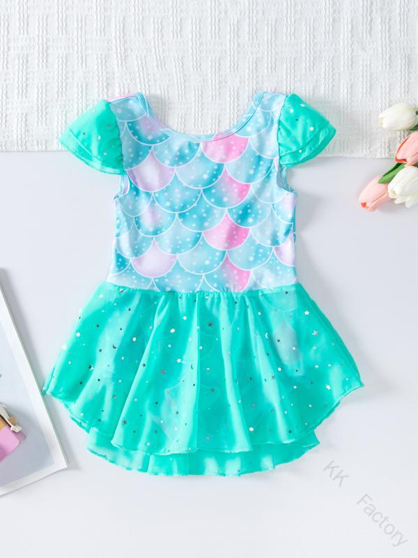 レオタード 女の子 キッズ ダンスウェア ワンピース チュチュスカート バレエ 練習着 レッスン着 発表会 衣装 ステージ シフォン 背中あ
