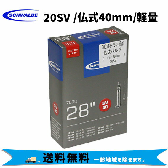 SCHWALBE 20SV 仏式40mm 700”/700x18/25C 軽量 軽量 チューブ 自転車 送料無料 一部地域は除く