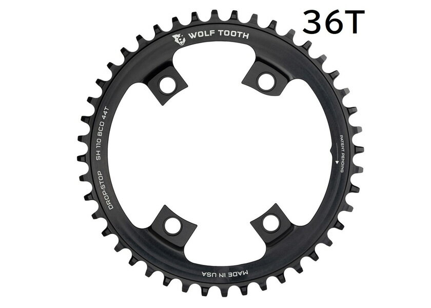 Wolf Tooth ウルフトゥース 110 BCD 4 Bolt Chainring for Shimano GRX 36T チェーンリング シマノ用 自転車 ゆうパケット/ネコポス送料無料