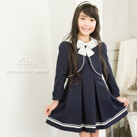 入学式 スーツ 女の子 ワンピース 子供服 卒園 115 120 130 cm 3点セット ジャケット ワンピース リボン [キッズ フォーマル 子供スーツ アンサンブル ネイビー 卒園式 結婚式 七五三 発表会 エティ ]