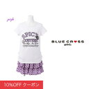【10%OFFクーポン!ファッションザセール】【メール便可】 ブルークロスガールズ BLUE CROSS girlsワッペンつきプリントTシャツ&チェック柄ティアードキュロットセット ブルークロス arisana