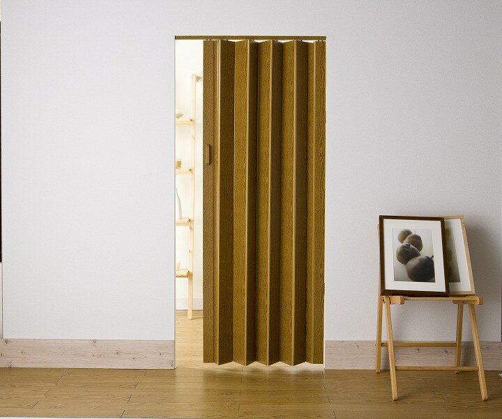 パネルドア 幅95cm×高さ174cm アコーディオンカーテン アコーディオンドア 木目 おしゃれ 間仕切り パーテーション [2]