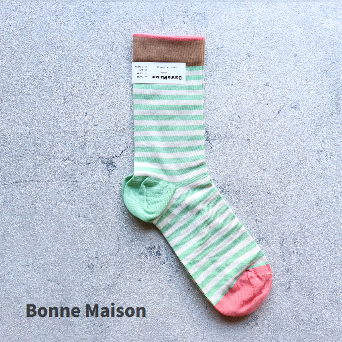Rakuten - [Bonne Maison] ボンヌメゾン クルーソックス 2026SS 靴下 フランス パリ レディース 36/38(22-24cm) RY135 Stripe ゆうパケット配送