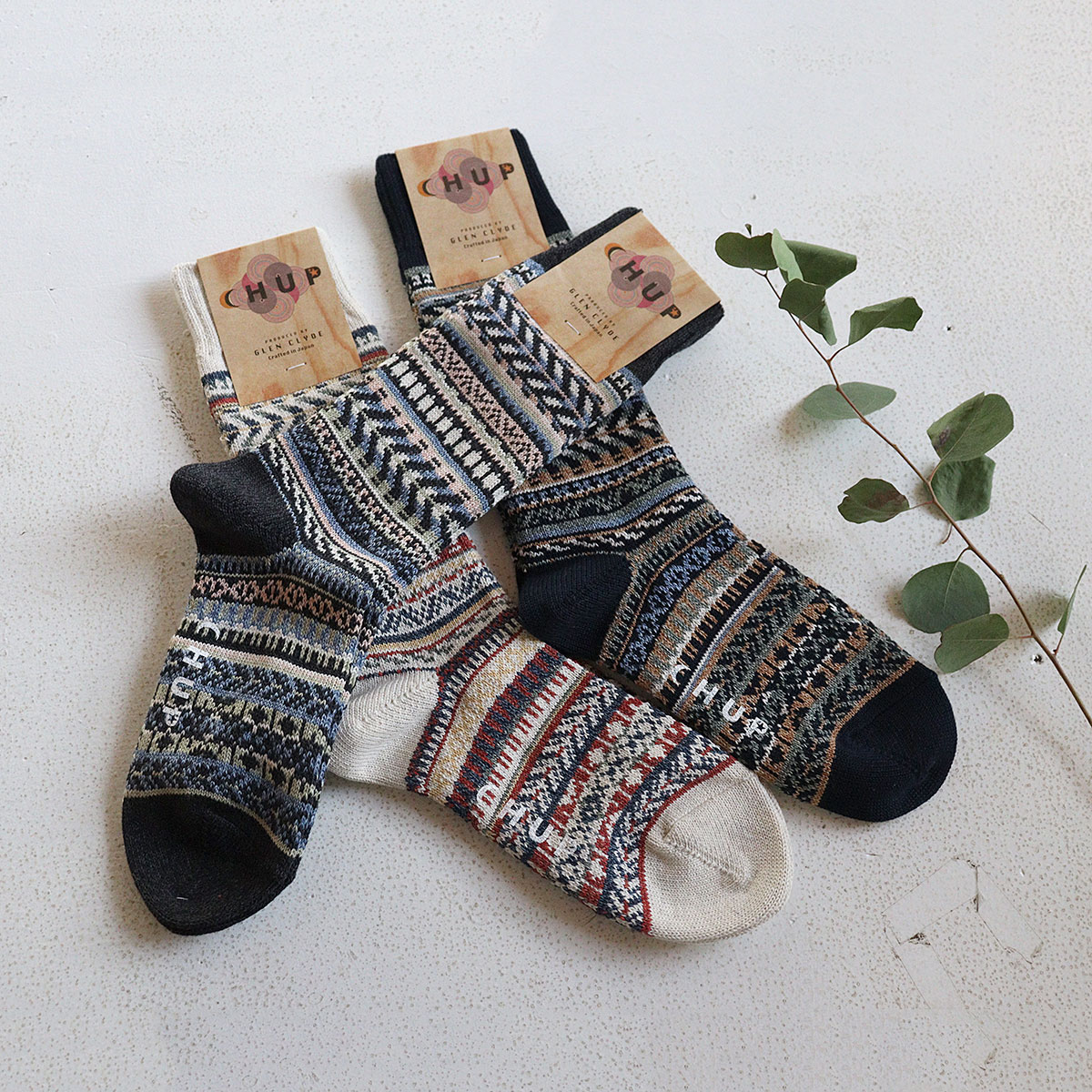 靴下 CHUP(チュプ) MONTEZUMA WELL(モンテズマウェル) 2026SS ソックス ユニセックス S(23～25cm)・M(225～27.5cm) 綿中厚 日本製 GLEN CLYDE ゆうパケット配送