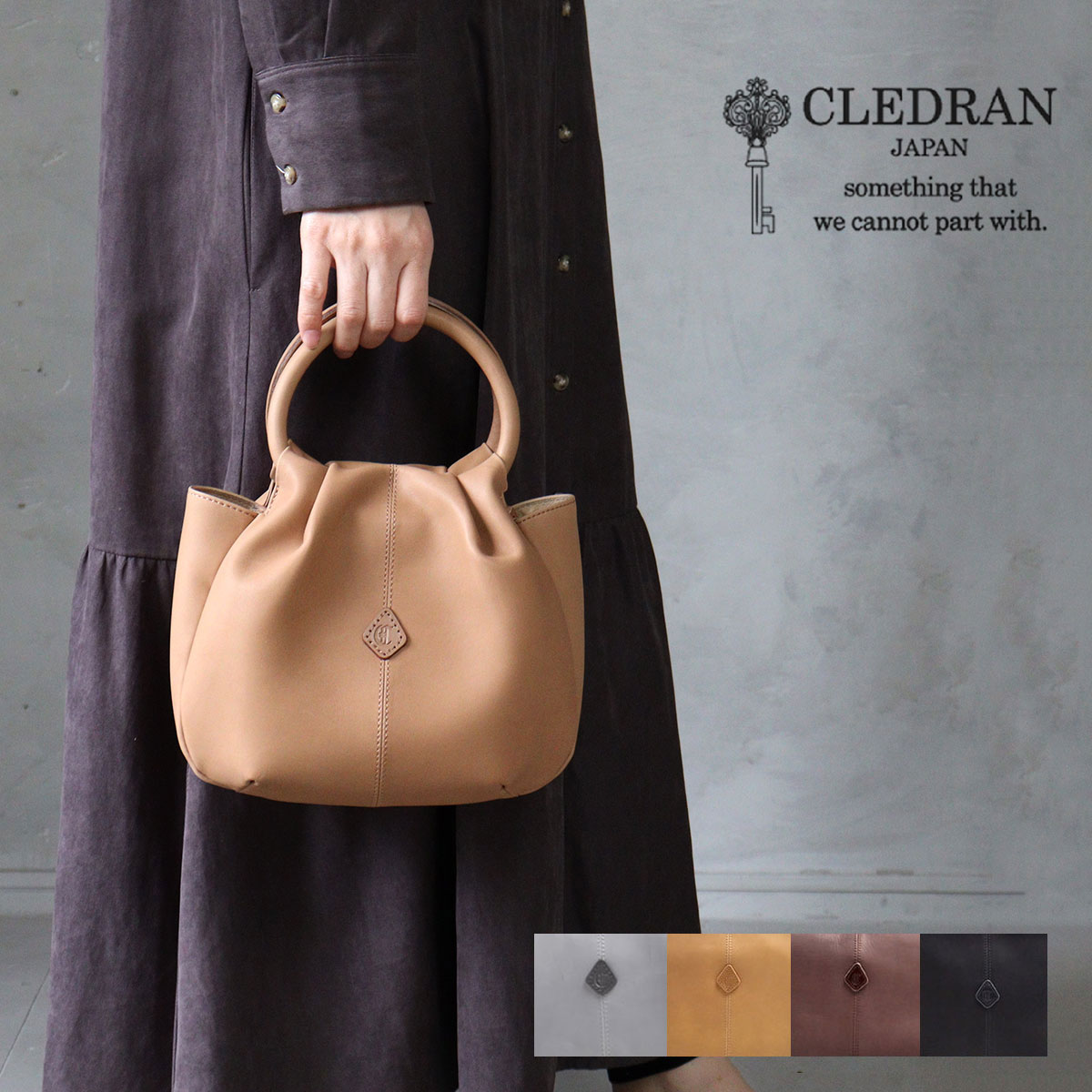 クレドラン ハンドバッグ ミニトートバッグ ハンドバッグ 雑誌掲載 レザー 本革 CLEDRAN クレドラン MELO(メロ) ROUND HANDLE TOTE CL3501【メッセージカード・ラッピング無料】【選べるノベルティ】