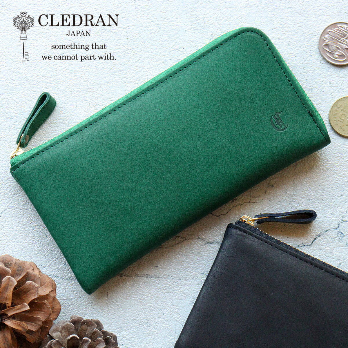 長財布 L字ファスナー コンパクト スリム CLEDRAN クレドラン MELO（メロ）LONG SLIM WALLET CL3622【日本製】レディース 牛革 本革 ギフト プレゼント【動画あり】【メッセージカード ラッピング無料】【選べるノベルティ】