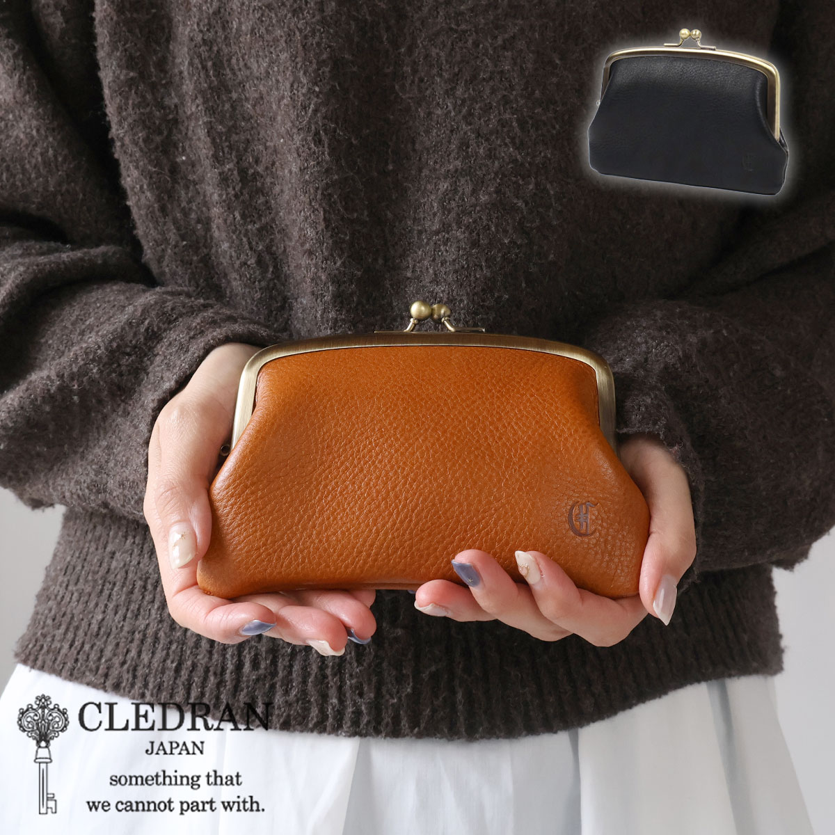 Rakuten - がま口財布 親子がま口 小銭入れ CLEDRAN クレドラン NOS(ノス) DOUBLE PURSE WALLET 本革 牛革 CL3987【日本製】【動画あり】【選べるノベルティ】