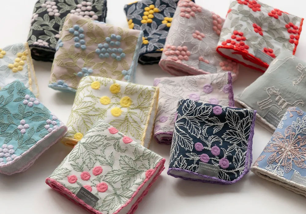 エンブロイダリー タオルハンカチ（パッケージ付き）刺繍レース ミモザ デイジー ...