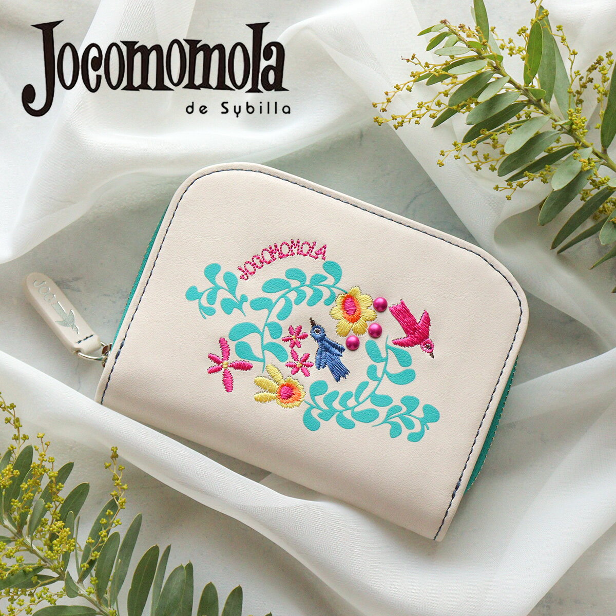 二つ折り財布 刺繍 花 jocomomola ホ...の商品画像